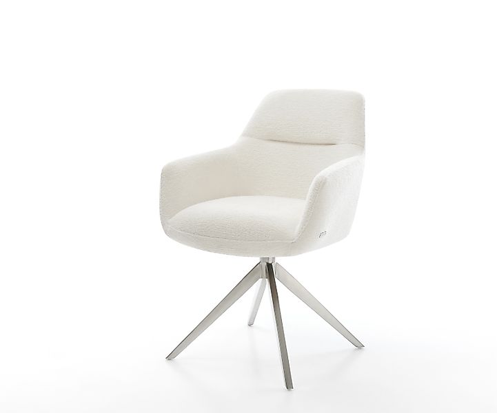Drehstuhl Pejo-Flex Bouclé Soft Beige Kreuzgestell breit Edelstahl 360° dre günstig online kaufen