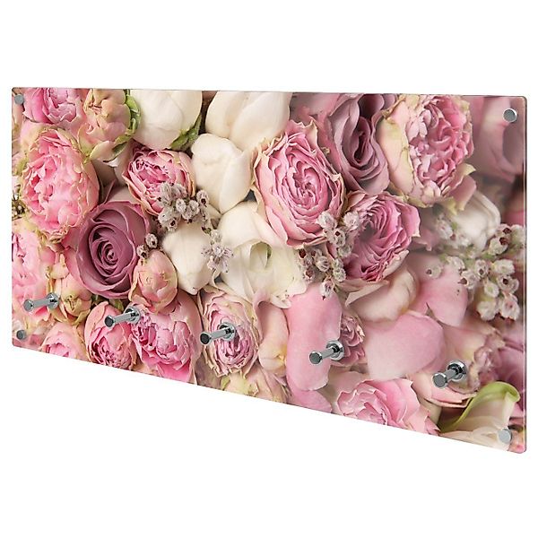 banjado Garderobenleiste Glas Strauss Rosen (Wandgarderobe, günstig online kaufen