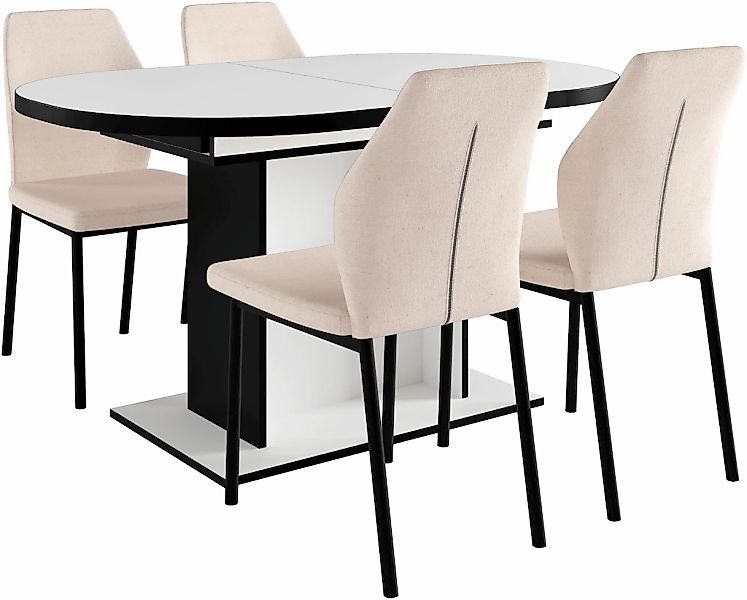 OTTO home Essgruppe "Basel, Tischgruppe mit 4 Stühlen, Esstisch ausziehbar günstig online kaufen