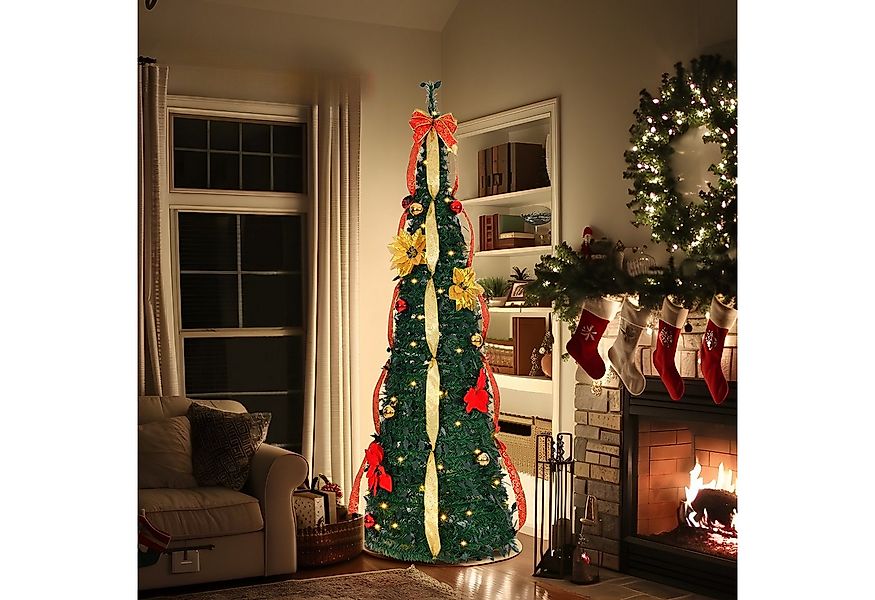 LALAHO Künstlicher Weihnachtsbaum 180cm Pop-up-Weihnachtsbaum mit 80 LED Be günstig online kaufen