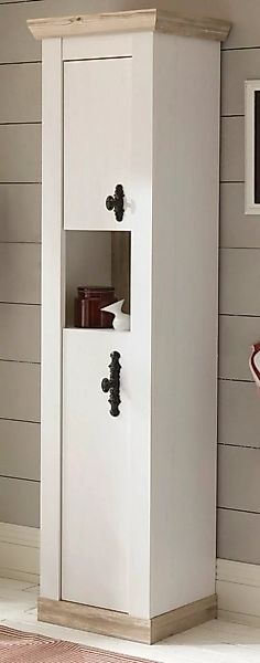 Furn.Design Hochschrank Rovola (in Pinie weiß Landhaus, 42 x 200 cm) viel S günstig online kaufen