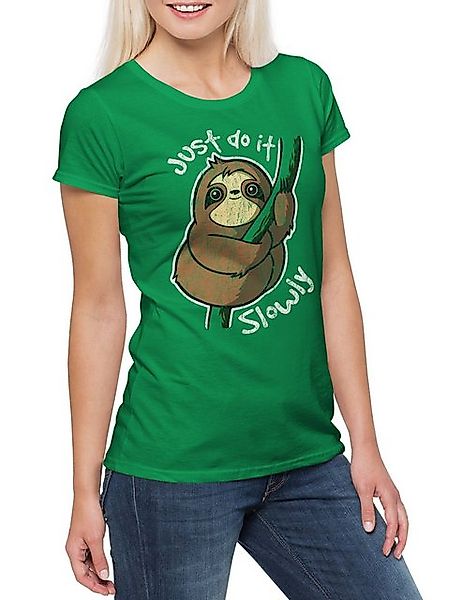 Urban Backwoods Print-Shirt Just Do It Slowly Damen T-Shirt Faultier Geh Sc günstig online kaufen