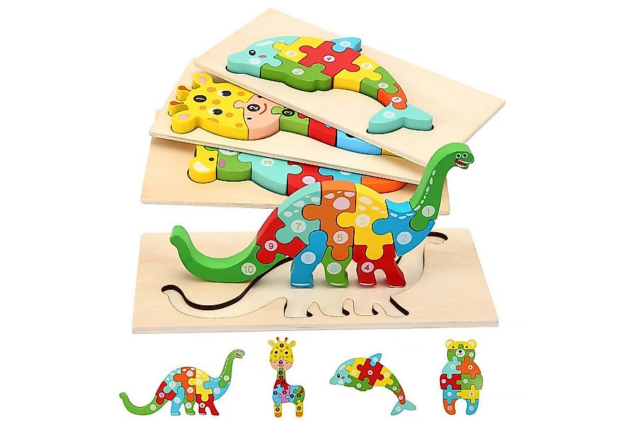 CLTYQ 3D-Puzzle Lernspielzeug Kinder Holzpuzzle, Montessori-Spielzeug für K günstig online kaufen