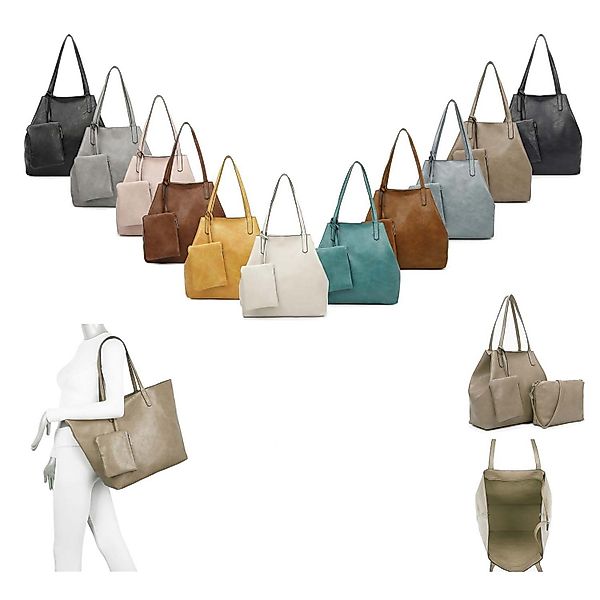 ITALYSHOP24 Schultertasche Damen Tasche SET 2in1 Umhängetasche XXL Shopper günstig online kaufen