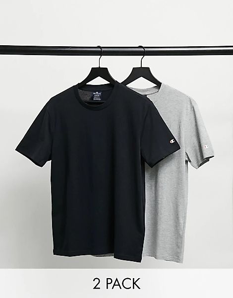 Champion – T-Shirts in Grau und Schwarz im 2er-Pack-Mehrfarbig günstig online kaufen