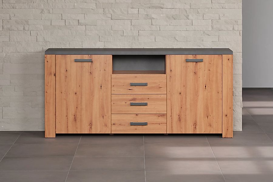 Home affaire Sideboard "Ambres", (1 St.), Kommode Echtholzoptik, Maße BxH: günstig online kaufen