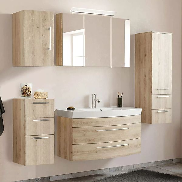 Lomadox Badezimmermöbel Set mit Waschtisch & LED-Spiegelschrank MAPUTO-02 i günstig online kaufen