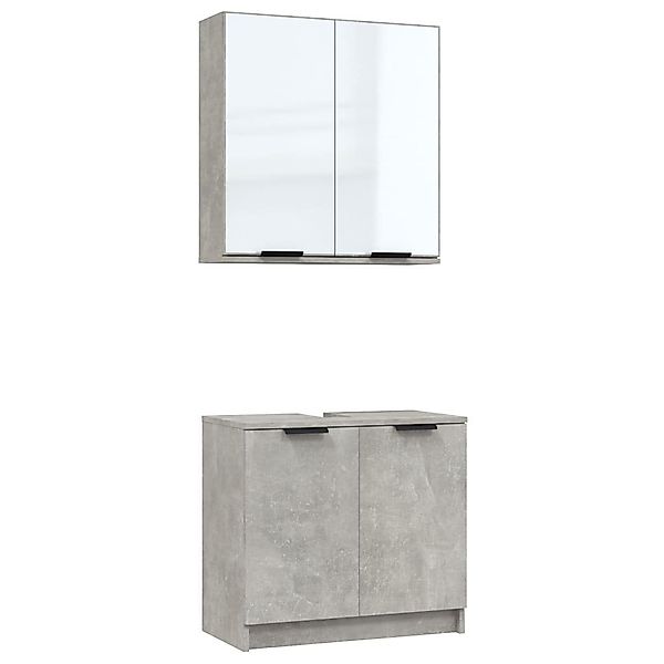 vidaXL Badezimmer-Set 2-tlg. Badmöbel-Set Betongrau Holzwerkstoff, günstig online kaufen