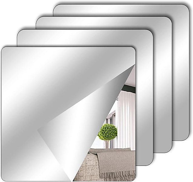 FELIXLEO Wandspiegel Selbstklebende Fliesenspiegel 4 Stück 20x20 cm, Acryls günstig online kaufen