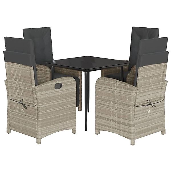 vidaXL 5-Tlg Garten-Essgruppe mit Kissen Hellgrau Poly Rattan 3212412 günstig online kaufen