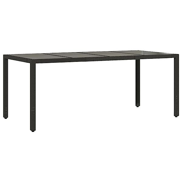 vidaXL Gartentisch mit Glasplatte Schwarz 190x90x75 cm Poly Rattan 365592 günstig online kaufen