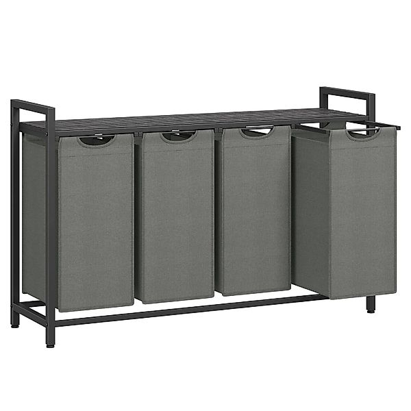 Songmics Wäschesammler Brenta mit 4 Fächern 160 l Grau-Schwarz günstig online kaufen