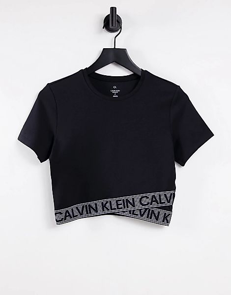 Calvin Klein Performance – Kurzes T-Shirt in Schwarz mit Logoband günstig online kaufen