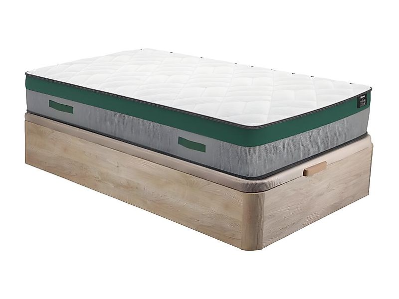 Set aus Bettgestell mit Bettkasten + Taschenfederkernmatratze - 90 x 200 cm günstig online kaufen