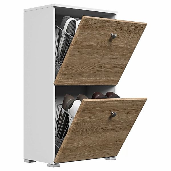 Posseik Schuhschrank Charme für 8 Paar Schuhe 52 cm x 96 cm Weiß-Eiche günstig online kaufen