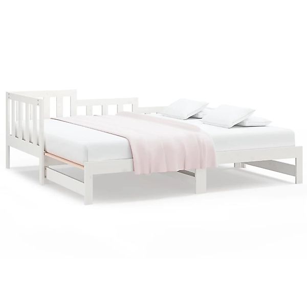 vidaXL Bett, Tagesbett Ausziehbar Weiß 2x(90x190) cm Massivholz Kiefer günstig online kaufen