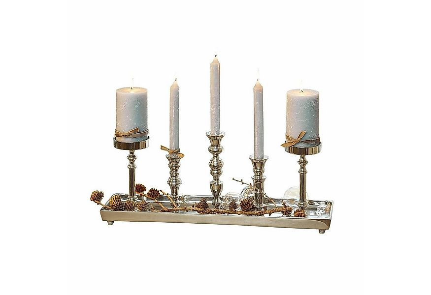 Mirabeau Kerzenständer Kerzentablett Alirra silber günstig online kaufen