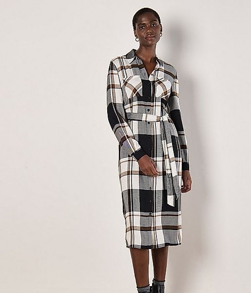 Apricot Druckkleid Karohemd Midikleid (2-tlg) mit Gürtel günstig online kaufen