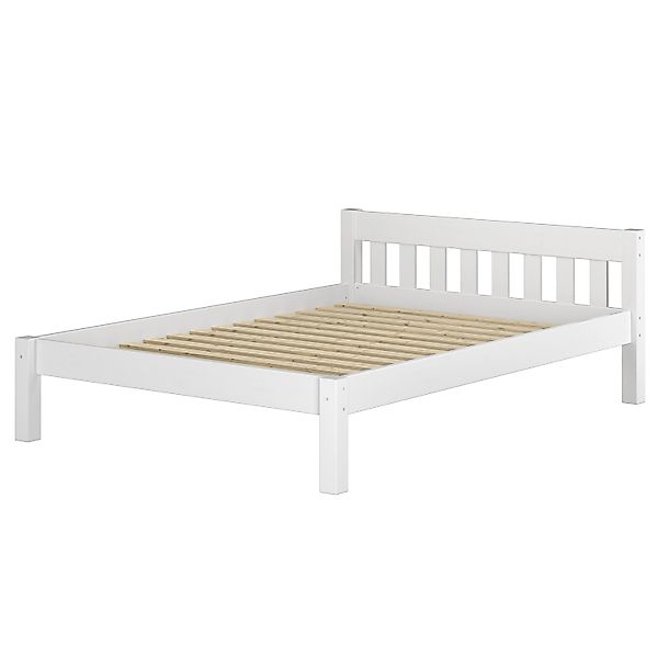 Erst-Holz Doppelbett Massivholzbett Weiß 180 cm x 200 cm Kiefer Federholzra günstig online kaufen