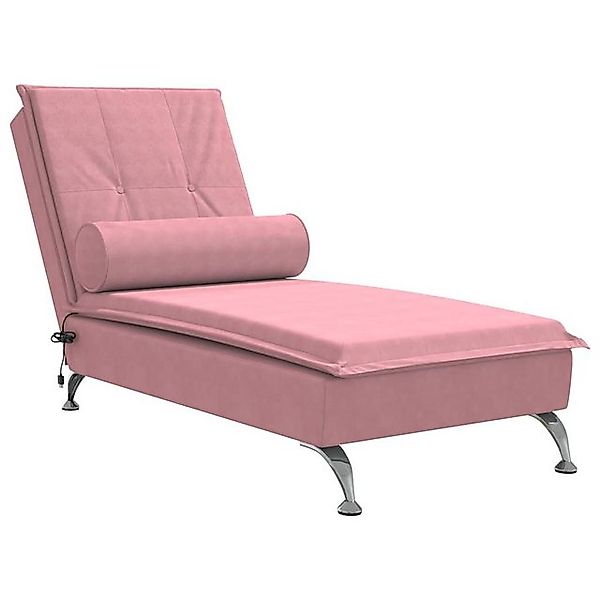 vidaXL Chaiselongue Massage-Chaiselongue mit Nackenrolle Rosa Samt, 1 Teile günstig online kaufen