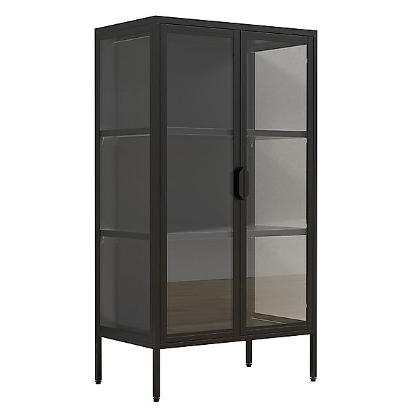 ebuy24 FlokaM Vitrinenschrank 2 Türen Schwarz günstig online kaufen