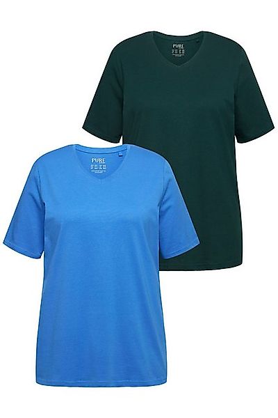 Ulla Popken T-Shirt T-Shirts 2er-Pack V-Ausschnitt günstig online kaufen
