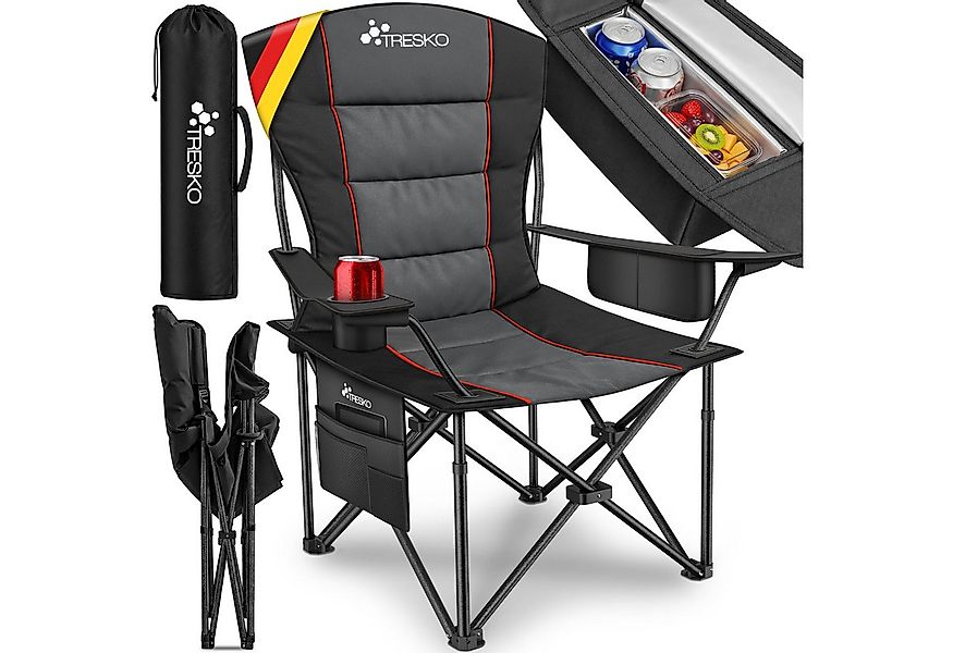 TRESKO Campingstuhl Faltbar bis 200kg Faltstuhl mit Kühltasche, Getränkehal günstig online kaufen