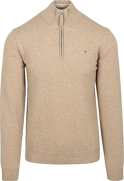 Gant Halfzip-Wollpullover Logo Beige - Größe XL günstig online kaufen