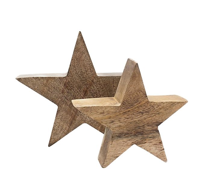 Spetebo Dekostern Mango Holz Stern 2er Set - 20 / 15 cm, Weihnachtstern Tis günstig online kaufen
