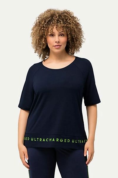 Ulla Popken Rundhalsshirt T-Shirt Saum-Schriftzug Classic Rundhals Halbarm günstig online kaufen