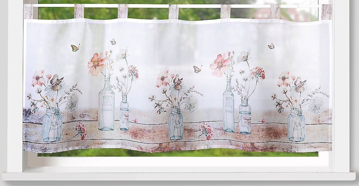 Weckbrodt Scheibengardine »Alva«, (1 St.), Bistro, Voile, bedruckt, floral, günstig online kaufen
