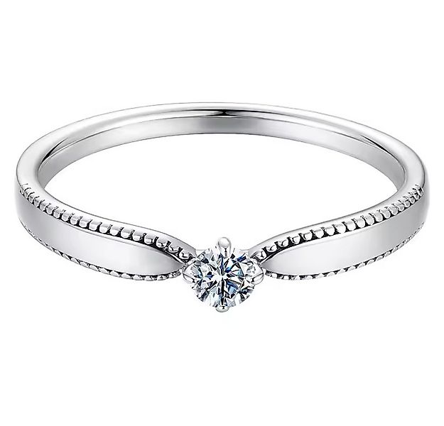 Runde Perlé Silberring zarter minimalistischer Ring mit Moissanit Edelstein günstig online kaufen