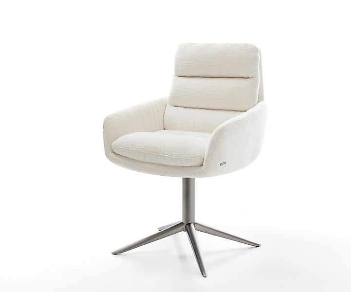 Drehstuhl Abelia-Flex mit Armlehnen Bouclé Soft Beige Fußkreuz Graphit 360° günstig online kaufen