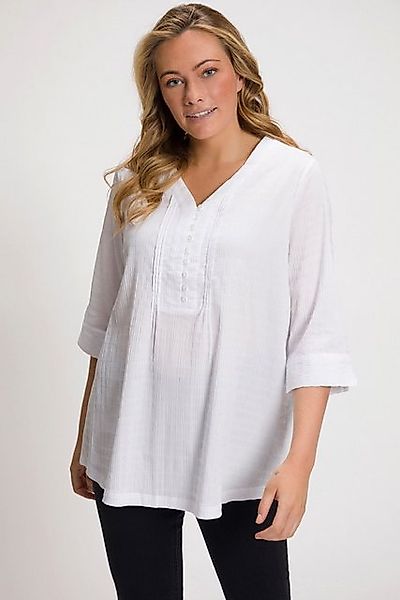 Ulla Popken Tunika Bubble-Tunika Biesen Herzausschnitt 3/4-Arm günstig online kaufen