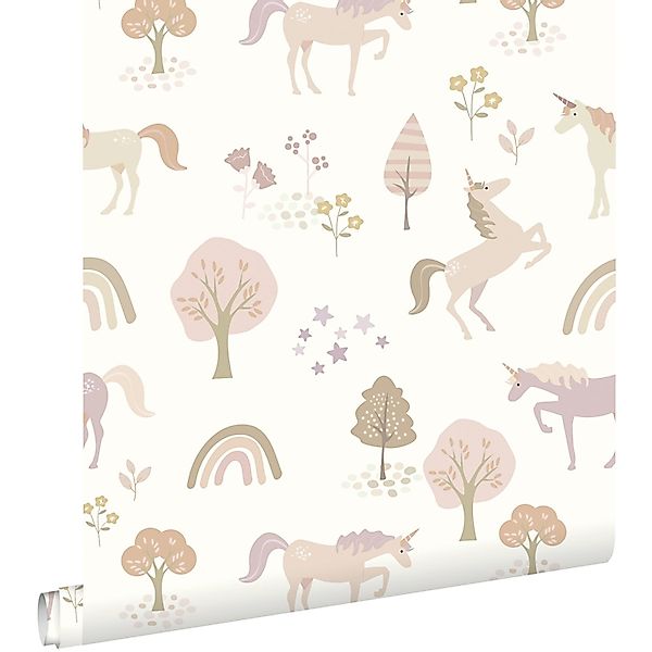 ESTAhome Tapete Einhörner Beige und Hellrosa 53 cm x 10.05 m günstig online kaufen