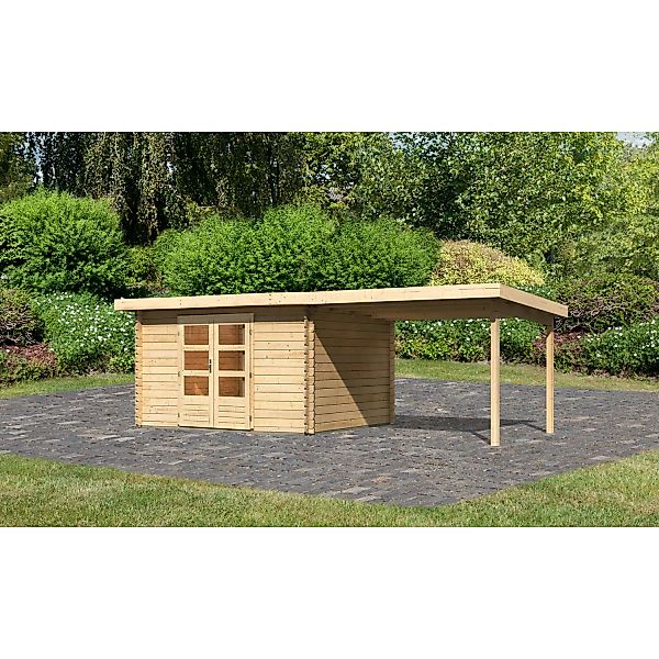 Karibu Holz-Gartenhaus Ängelholm Natur Unbehandelt 340 cm x 280 cm günstig online kaufen