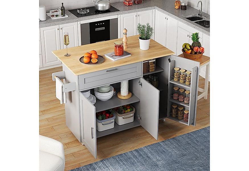 Flieks Küchenwagen mit erweiterbare Arbeitsplatte, Türablagen und Schublade günstig online kaufen