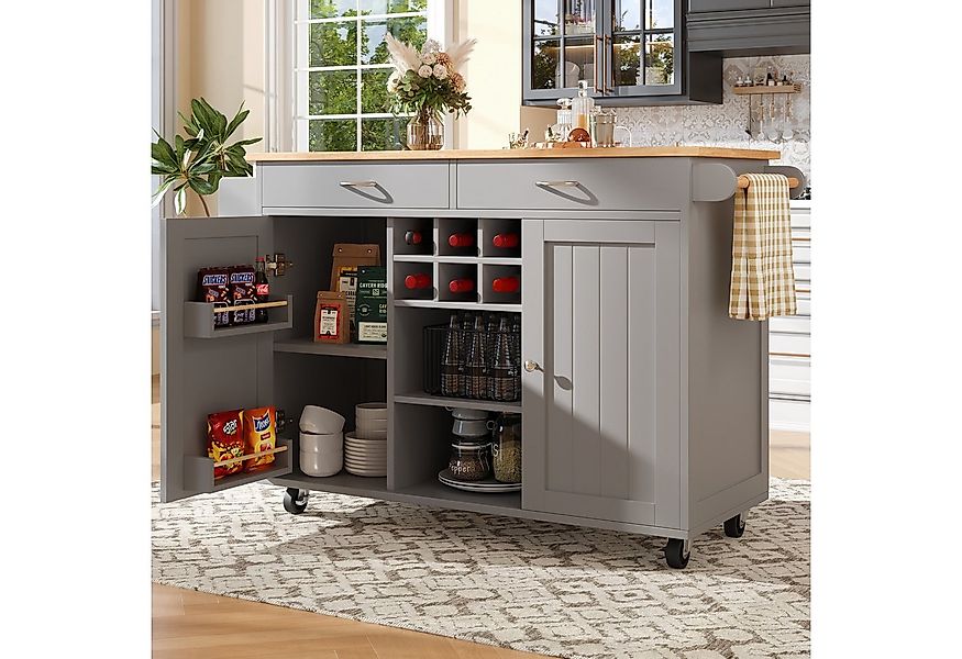 i@home Kücheninsel mit Stauraum, Küchenwagen mit Arbeitsplatte, 102×45×92 c günstig online kaufen