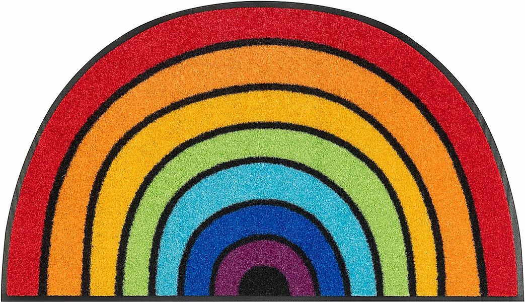 wash+dry by Kleen-Tex Fußmatte "Round Rainbow" halbrund 7 mm Höhe Schmutzfa günstig online kaufen