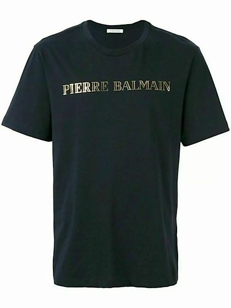 Balmain Print-Shirt PIERRE BALMAIN MENS ICONIC TOP LOGOSHIRT GOLD BLAU günstig online kaufen