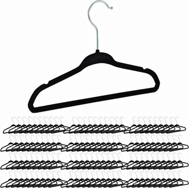 relaxdays 120 x Kinderkleiderbügel Samt schwarz günstig online kaufen