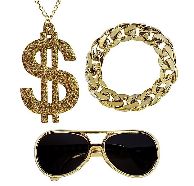 Widmann S.r.l. Kostüm Pimp Kostümset, Dollar Kette, Armband, Brille günstig online kaufen