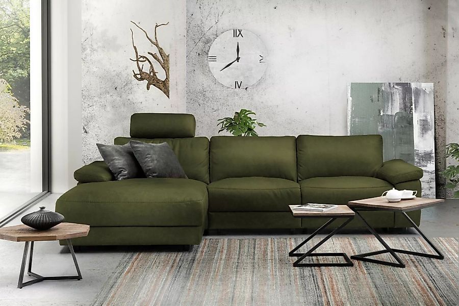 KAWOLA Sofa LOLA Ecksofa XL moosgrün mit motorischer Relaxfunktion versch. günstig online kaufen