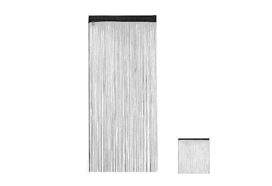 relaxdays Fadenvorhang 2er Set, Stangendurchzug, Polyester, schwarz günstig online kaufen