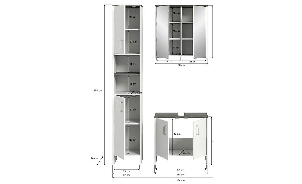 Badezimmer-Set LOS ANGELES weiß B/H/T: ca. 107x180x28 cm günstig online kaufen