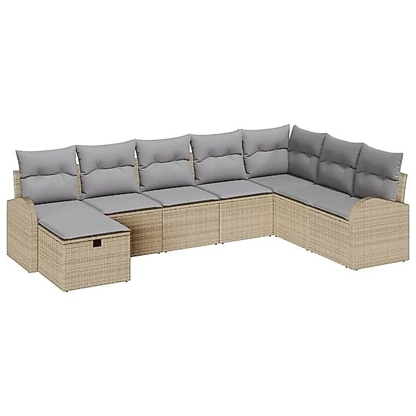 vidaXL Sofa Set mit Kissen 8-Tlg Beige und Hellgrau Poly-Rattan 3359129 günstig online kaufen