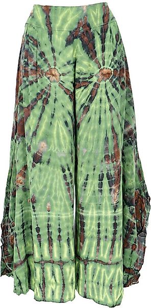 Guru-Shop Relaxhose Boho Batik Hosenrock, weite Sommerhose - grün Ethno Sty günstig online kaufen