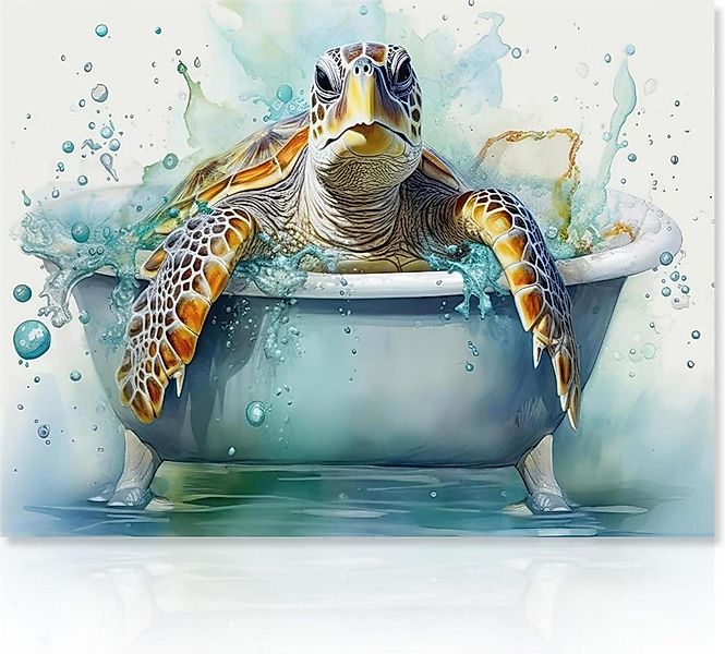 Dazzlewall Leinwandbild Seeschildkröte Badezimmer Leinwandbild Lustige günstig online kaufen