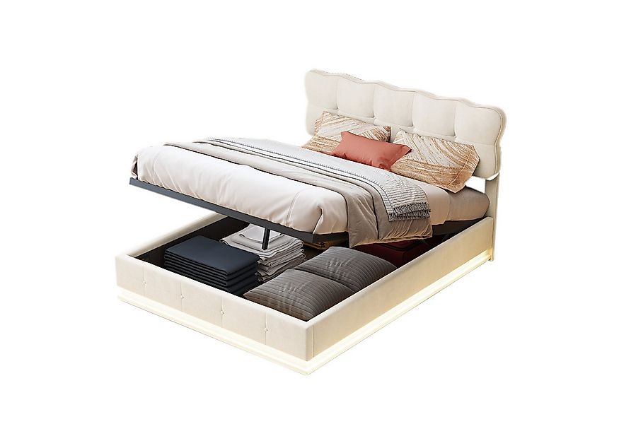 FUROKOY Stauraumbett Polsterbett Doppelbett (Gepolstertes Kopfteil mit Keks günstig online kaufen