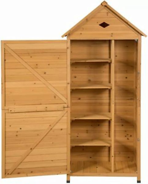 COSTWAY® Gerätehaus Gartenschrank Holz mit Satteldach natur günstig online kaufen